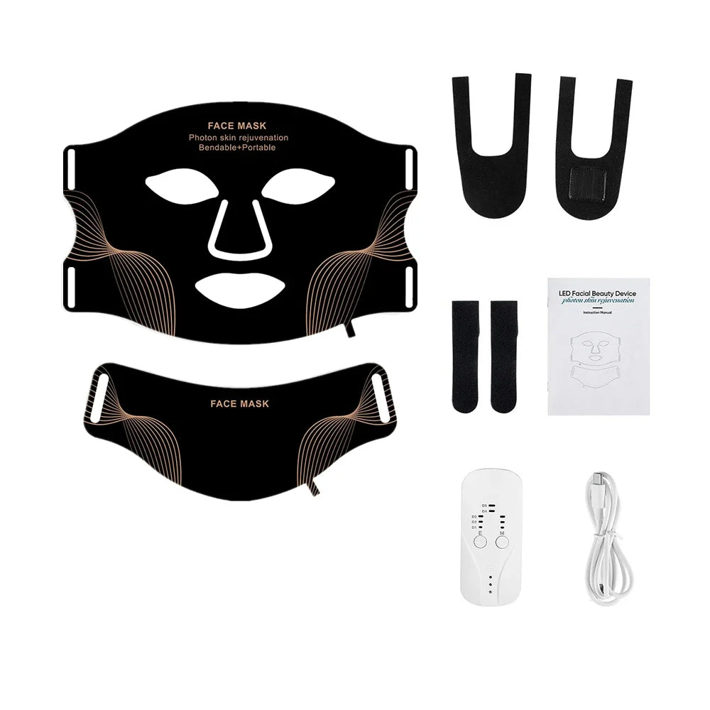 LED Light Therapy Mask – Face & Neck, 7 Colors, Cordless & Rechargeable