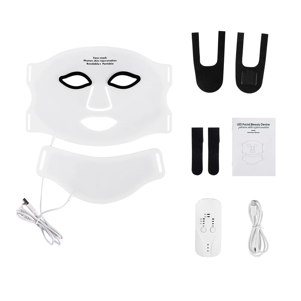 LED Light Therapy Mask – Face & Neck, 7 Colors, Cordless & Rechargeable