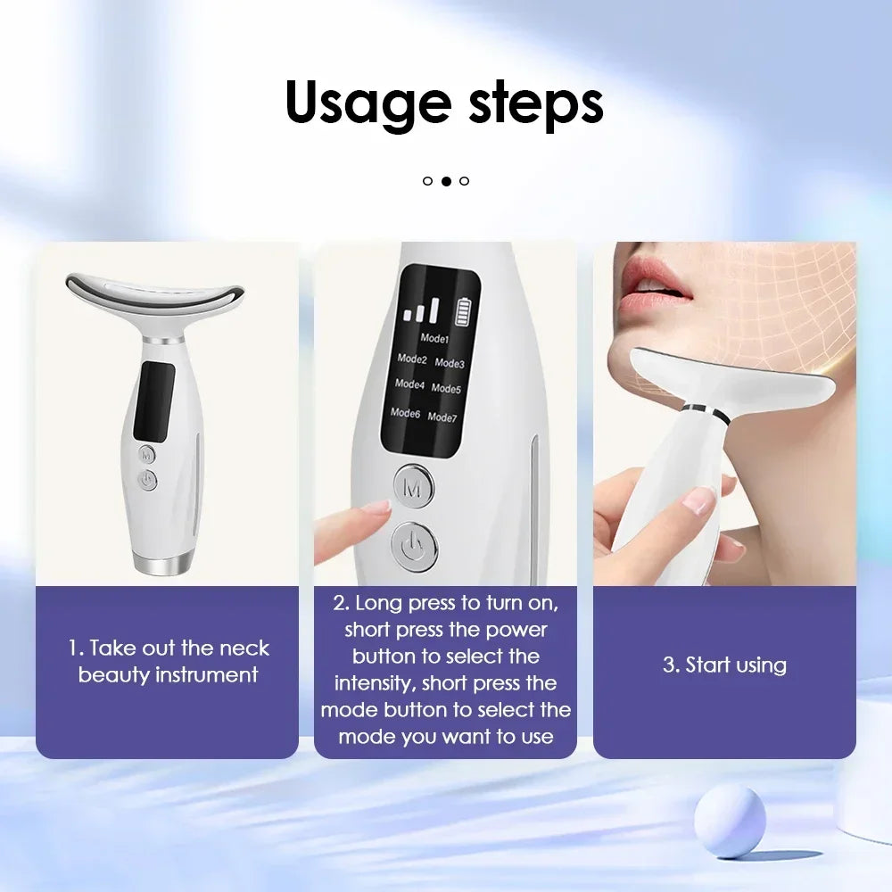 How to use the LED face and neck massager in three steps